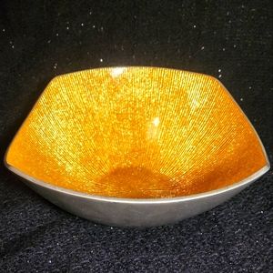Handcrafted Simply Desigz Orangic Gold Aluminum Large Bowl 12in